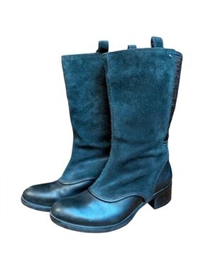 Rockport Waterproof Suede & Leather Equestrian Boots – Black, Size 7